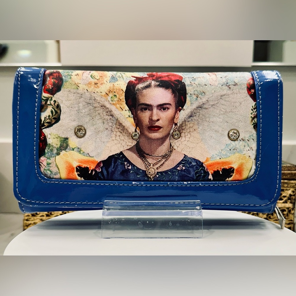 Frida Kahlo - Vegan Leather Wallet - Crystal Accents - Made in Mexico - GUC